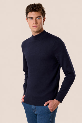 Maglia Uomo Collo Lupetto a Maniche Lunghe|Colore:Blu navy