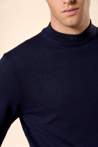 Maglia Uomo Collo Lupetto a Maniche Lunghe|Colore:Blu navy