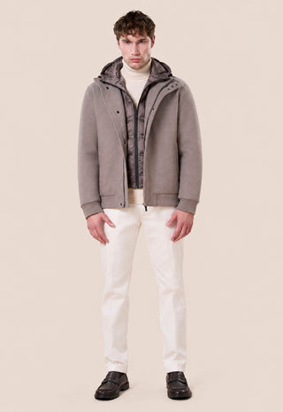 Giubbotto Uomo con Cappuccio e Interno Trapuntato|Colore:Beige