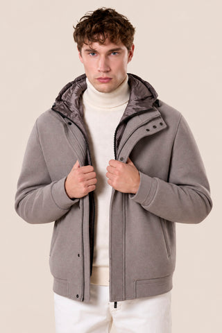 Giubbotto Uomo con Cappuccio e Interno Trapuntato|Colore:Beige