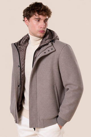 Giubbotto Uomo con Cappuccio e Interno Trapuntato|Colore:Beige