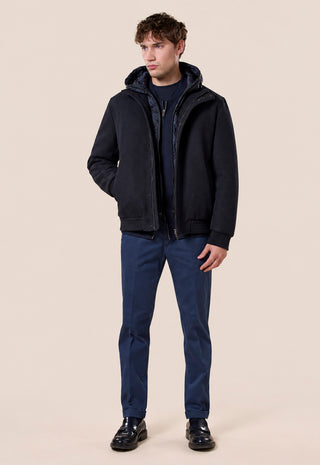 Giubbotto Uomo con Cappuccio e Interno Trapuntato|Colore:Blu