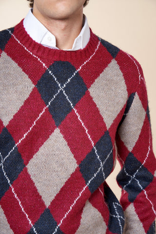 Maglia Uomo Girocollo con Motivo Argyle|Colore:Bordeaux