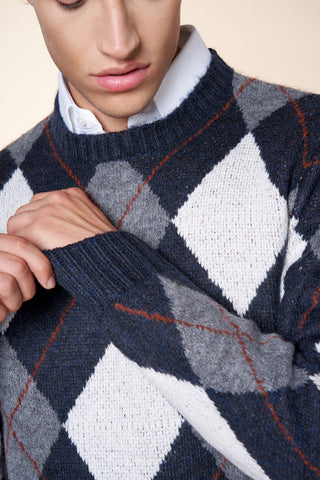 Maglia Uomo Girocollo con Motivo Argyle|Colore:Notte