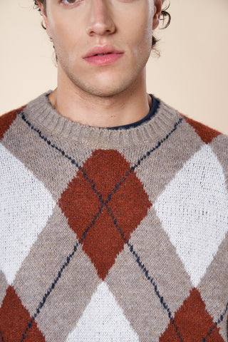 Maglia Uomo Girocollo con Motivo Argyle|Colore:Toupe
