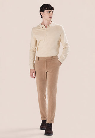Pantalone Uomo in Velluto a Coste Linea Affusolata|Colore:Sabbia
