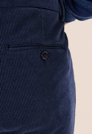 Pantalone Uomo in Velluto a Coste Linea Affusolata|Colore:Blu