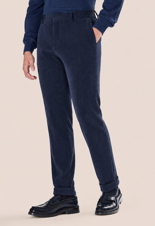 Pantalone Uomo in Velluto a Coste Linea Affusolata|Colore:Blu