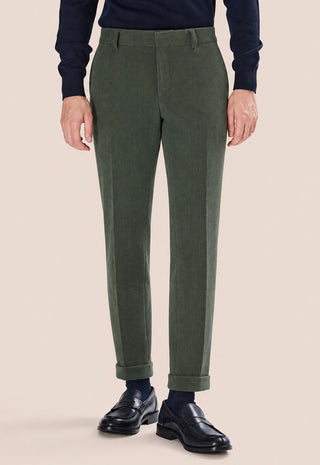 Pantalone Uomo in Velluto a Coste Linea Affusolata|Colore:Militare