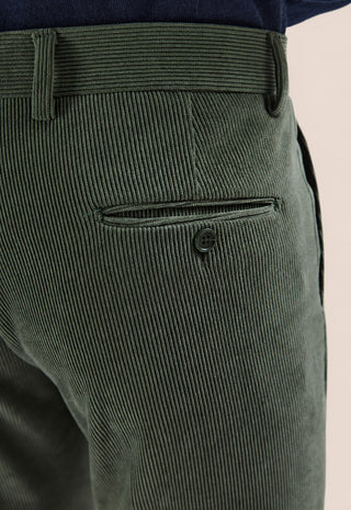 Pantalone Uomo in Velluto a Coste Linea Affusolata|Colore:Militare