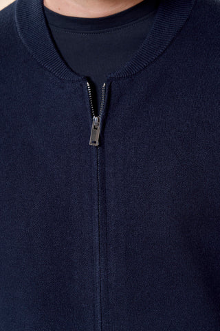 Maglia Uomo con Zip Integrale e Collo Bomber|Colore:Blu