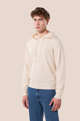 Maglia Uomo con Cappuccio e Coulisse|Colore:Off white