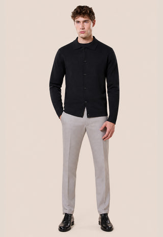 Maglia Uomo con Collo a Camicia e Bottoni|Colore:Black