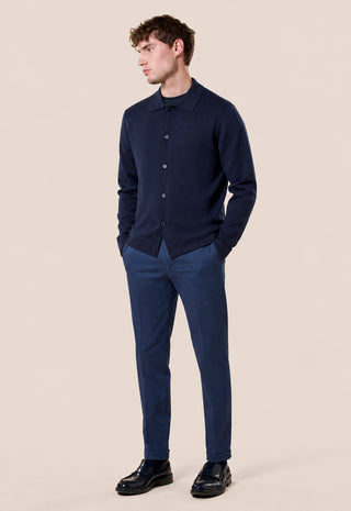 Maglia Uomo con Collo a Camicia e Bottoni|Colore:Blu