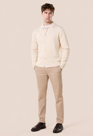 Maglia Uomo con Collo a Camicia e Bottoni|Colore:Off white