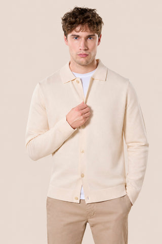 Maglia Uomo con Collo a Camicia e Bottoni|Colore:Off white