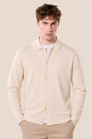 Maglia Uomo con Collo a Camicia e Bottoni|Colore:Off white