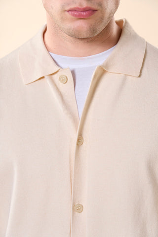 Maglia Uomo con Collo a Camicia e Bottoni|Colore:Off white