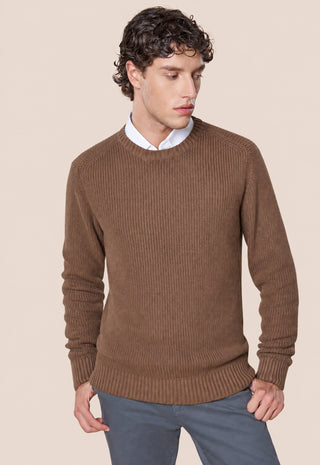 Maglia Uomo Girocollo a Coste Verticali|Colore:Caffe'