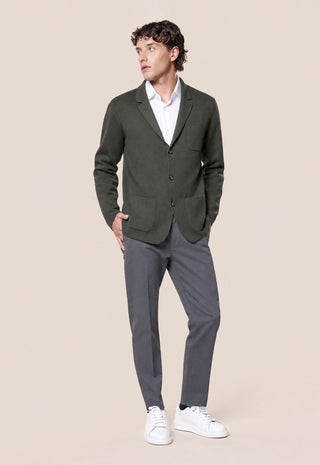 Giacca in Maglia Uomo Bottoni e Tasche Applicate|Colore:Verde
