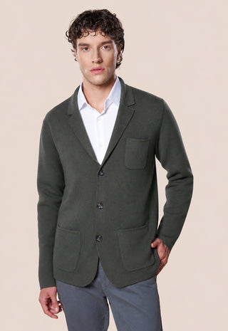 Giacca in Maglia Uomo Bottoni e Tasche Applicate|Colore:Verde
