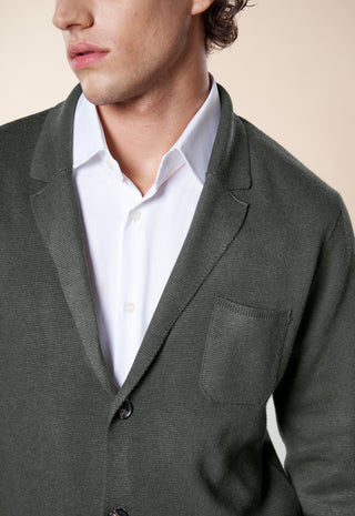 Giacca in Maglia Uomo Bottoni e Tasche Applicate|Colore:Verde