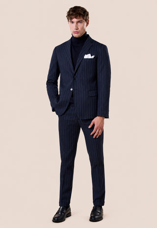 Abito Uomo Completo Gessato con Giacca Due Bottoni|Colore:Blu