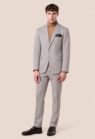Abito Uomo Completo Gessato con Giacca Due Bottoni|Colore:Fango