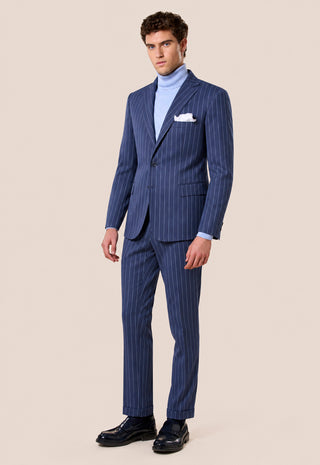 Abito Uomo Completo Gessato con Giacca Due Bottoni|Colore:Jeans