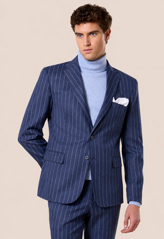 Abito Uomo Completo Gessato con Giacca Due Bottoni|Colore:Jeans
