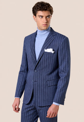 Abito Uomo Completo Gessato con Giacca Due Bottoni|Colore:Jeans