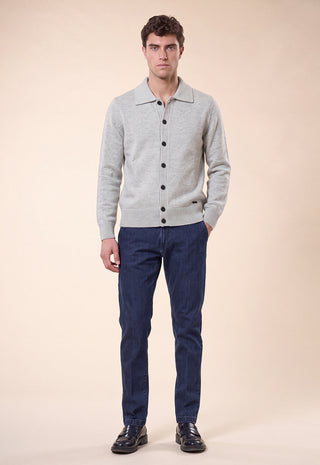 Maglia Uomo Collo a Camicia e Chiusura con Bottoni|Colore:Light gray