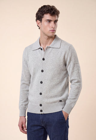 Maglia Uomo Collo a Camicia e Chiusura con Bottoni|Colore:Light gray