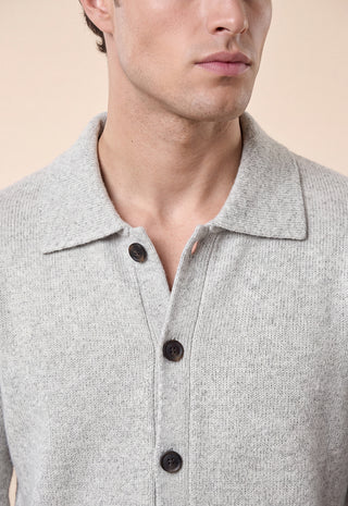 Maglia Uomo Collo a Camicia e Chiusura con Bottoni|Colore:Light gray