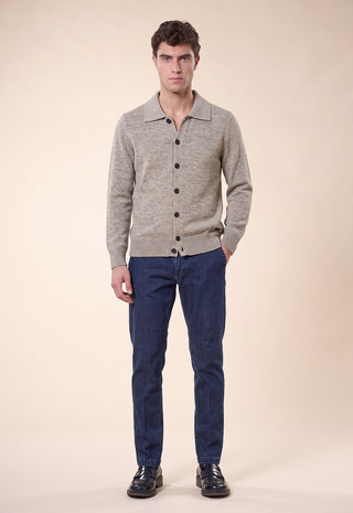 Maglia Uomo Collo a Camicia e Chiusura con Bottoni|Colore:Wood