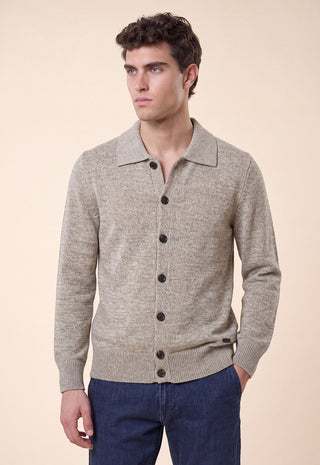 Maglia Uomo Collo a Camicia e Chiusura con Bottoni|Colore:Wood