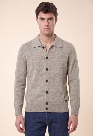 Maglia Uomo Collo a Camicia e Chiusura con Bottoni|Colore:Wood