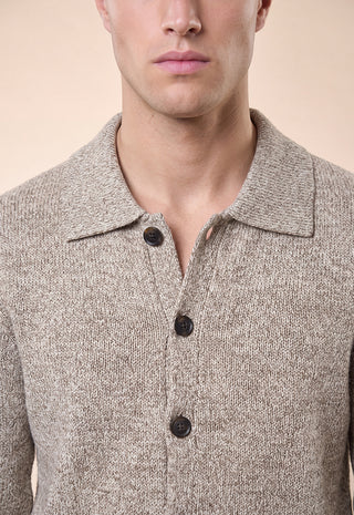 Maglia Uomo Collo a Camicia e Chiusura con Bottoni|Colore:Wood