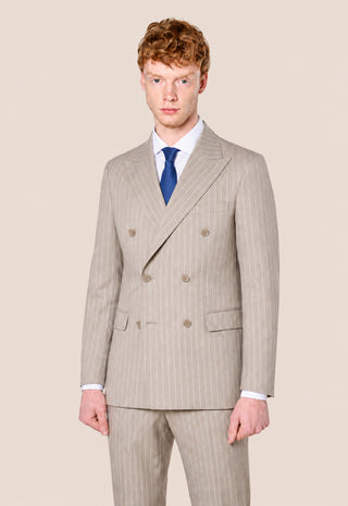 Abito Doppiopetto Gessato|Colore:Beige