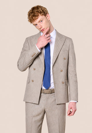 Abito Doppiopetto Gessato|Colore:Beige