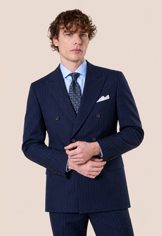 Abito Doppiopetto Gessato|Colore:Blu