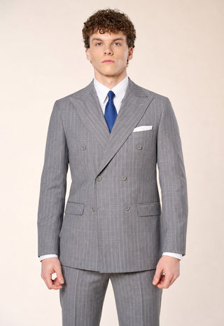 Abito Doppiopetto Gessato|Colore:Grigio