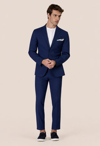 Abito Classico Monopetto in Lana Pettinata|Colore:Blu