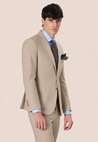 Abito Classico Monopetto in Lana Pettinata|Colore:Beige