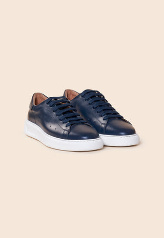 Sneakers Uomo Minimal con Lacci e Suola Bassa|Colore:Blu