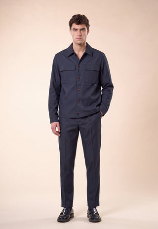 Camicia Overshirt Uomo con Tasche Applicate|Colore:Blu