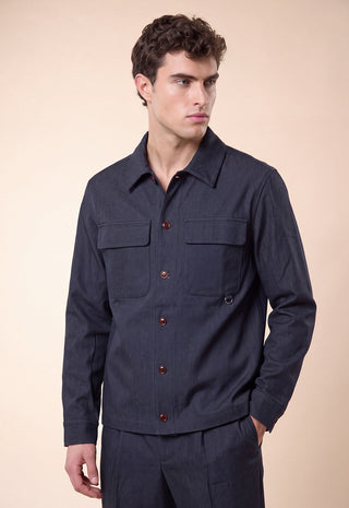 Camicia Overshirt Uomo con Tasche Applicate|Colore:Blu