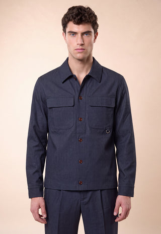 Camicia Overshirt Uomo con Tasche Applicate|Colore:Blu