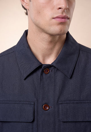 Camicia Overshirt Uomo con Tasche Applicate|Colore:Blu