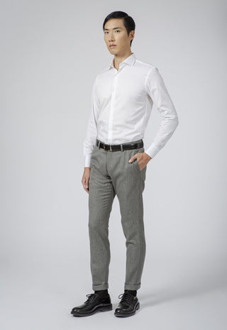 Camicia Uomo in Twill Slim Fit con Collo Classico|Colore:Bianco